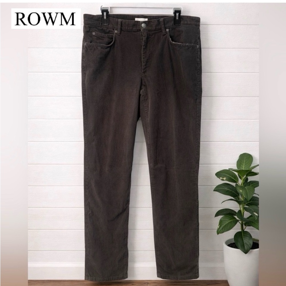 💙👉🔥ROWM Men’s Jeans 36x34 Dark Gray Corduroy Straight Fit Casual Denim Jeans